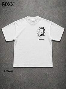 Plus-Size Yin Yang Koi Fish T Shirt, Double Sided Kanji Graphic,100% Cotton Soft, Japanese Streetwear Casual Summer Tee,Gift For Men - 白色 - 查看 3