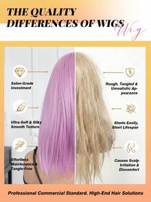 FIVE STARS Wig Lurus Panjang Sedang Elegan dengan Poni - Topi Jaring Mawar, Serat Sintetis Tahan Panas, Wig untuk Wanita, Untuk Sehari-hari, Pesta, Cosplay, Halloween HOT - MultiWarna - View 9