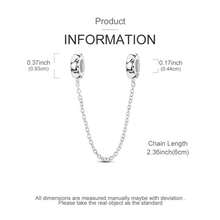 1 Piece Original Design Safety Chain Charm Pendant For Women Bracelet Necklace Fine DIY 925 Sterling Silver Charms Jewelry Wedding Anniversary Gifts - Silver - View 3