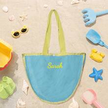 Personalized Solid Color Mesh Tote Bag, Breathable Net Beach Handbag, Mesh Conch Collection Bag, Lightweight Summer Travel Tote, Pool Beach Carry Bag - Multicolor - View 20