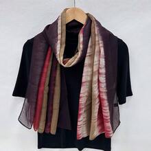 1pc Women's Printed Scarf, Lightweight All-Season Style, Contrast Color Gradient, Soft Feel, Spring/Autumn Scarf Shawl, Headscarf - Burgundy - View 7