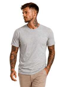Men's Basic Casual Plain T-Shirt In Premium Combed Cotton, Sizes S To XL - Light Grey - View 1