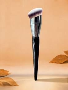 1pc Large Angled Foundation Brush, Bionic Thumb-Shaped Professional Makeup Brush, Round Angled Brush Head Design, Professional Synthetic Bristle Makeup Brush, Suitable For Liquid Foundation, Base Brush, Liquid Cosmetics, For Women - Black - View 2