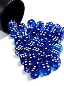 34/12 Sets Translucent Rounded Corner Six-Sided Game Dice, Suitable For Board Games, Parties, Family Games And Themed Events; Transparent Blue Dice; Party Props, Gift Fillers And Holiday Decorations - Multicolor - View 4