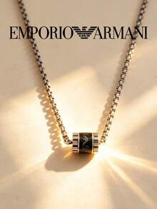 EGS2844040 Armani 男士奢華 Logo 吊墜項鍊禮物 - 黑色 - 查看 5