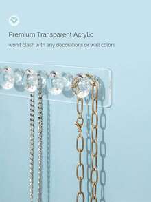 1pc Jewelry Storage Rack Necklace Bracelet Earring Hanging Rack Wall-Mounted Jewelry Holder Necklace Hanging Rack - Clear - View 10