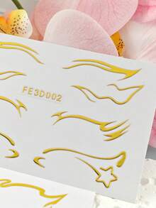 2pcs 3D Gold Eyeliner Sticker Face Sticker Body Makeup Music Festival Party Eye Makeup Decoration - Gold - View 7