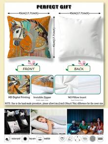 2 buah, Sarung Bantal Motif Balap Kuda yang Modis & Nyaman, Resleting Tersembunyi, Tanpa Isi, Cocok untuk Dekorasi Rumah, Dekorasi Ruang Tamu, Sarung Bantal, Sarung Bantalan, Bantal Dekoratif Sofa, Sarung Tikar, Bantal Lembut. - MultiWarna - View 4