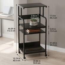 4-Tier Rolling Printer Stand With Storage, Large Movable Printer Cart On Wheels, Multifunctional Trolley For Fax Scanner Files Media Player, Practical Furniture For Home Office Kitchen - Black - View 3