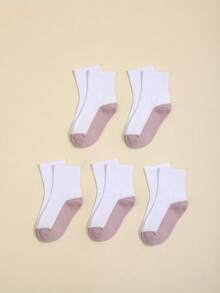 5 Pairs Children's Cotton Thin Breathable Sweat-Absorbing Sports Casual Versatile Student Short Socks - Pink - View 4