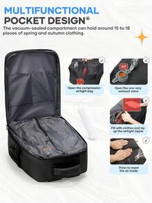 Mochila de viaje unisex de gran capacidad con compresión al vacío, bolso de hombro, bolsa de almacenamiento multifuncional con compresión al vacío, mochila práctica de gran almacenamiento casual & de negocios para estudiantes, múltiples compartimentos y bolsillos para un almacenamiento clasificado y ordenado. - Multicolor - Ver 6