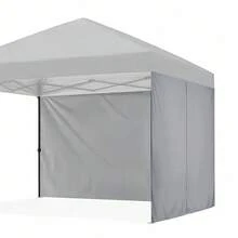 LIVINGANDHOME Gazebo Sidewall, Canopy Curtain, Privacy Panel, 420D PU Fabric Windproof Sun Protection, Zipper Design With Cloth Rings Easy Installation For Outdoor Garden Patio, Light Grey - 淺灰色 3m W x 2.13m H - 查看 5