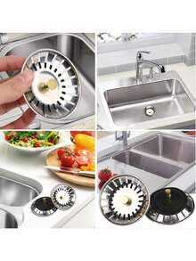 1/2/3pcs Stainless Steel Sink Strainer Plug, Kitchen Sink Basket Strainer Replacement, Waste Stopper Filter With Rubber Seal For Standard Kitchen Sink Drain, Anti-Clogging - Multicolor - View 5