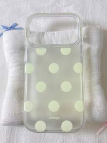 可愛簡約圓點圖案糖果色半透明柔軟手機殼，適用於 iPhone 17 Pro Max 17Pro 17 16 Pro Max 15 Pro Max 14 Pro Max 16 15 14 Plus 13 Pro Max 17 11 12 Pro Max，輕薄防護磨砂背蓋 - 淺黃色 - 查看 3
