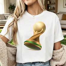 Vintage T-Shirt With  Gold Trophy Graphic - 白色 - 查看 1