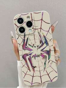 Star Pattern Patchwork Printed Phone Case, Compatible With Apple 17, 16 Pro Max, 14/13, 12, 11 Pro Max, Plus, Suitable As A Birthday Gift For Girlfriend, Boyfriend Or Personal Use - White Spider - View 3