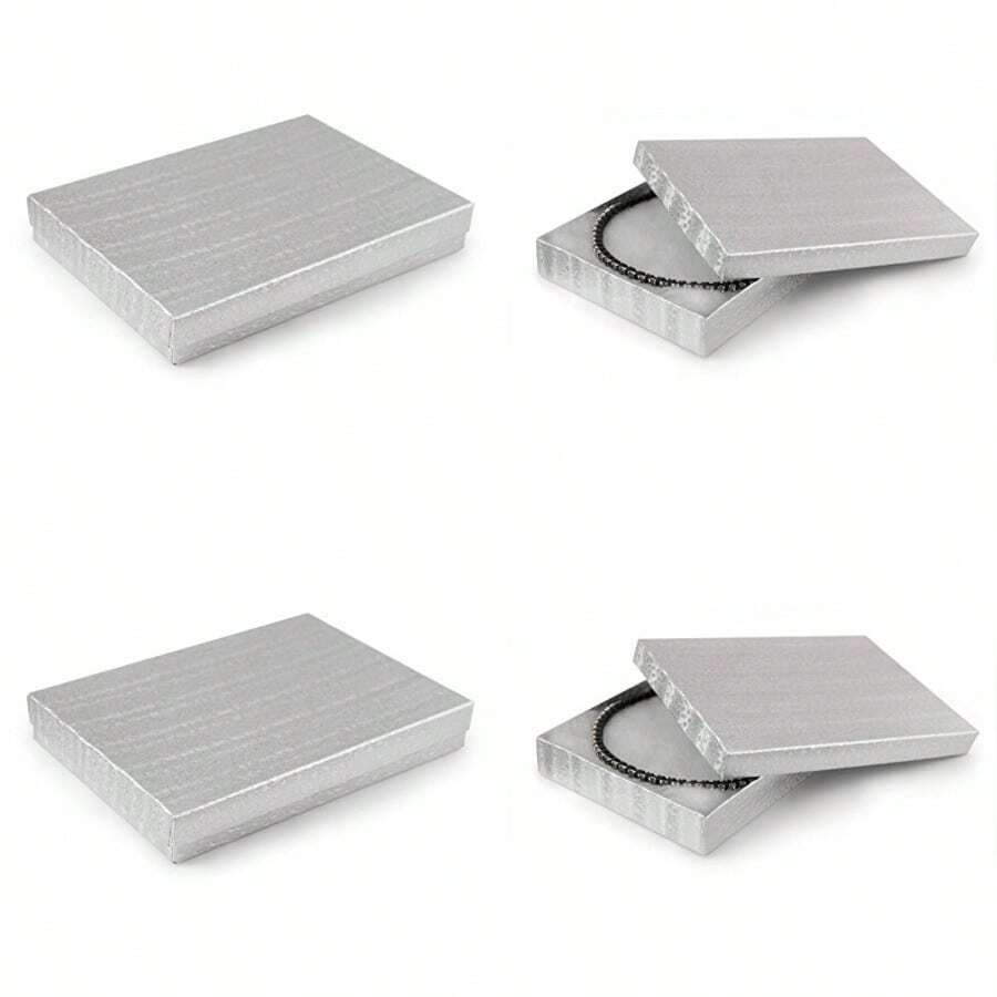 Silver Foil Cotton Filled Jewelry Box #75 by Jewelry Displays and Boxes - Plateado - Ver 1