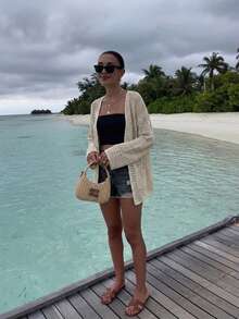 Summer Beach Outfit: Loose-Fitting, Versatile, Openwork Women's Thin Cardigan - Khaki - View 3