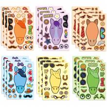 1/2/6 Sets"Build Your Own Horse" Sticker Kit, 6 Sheets Interactive DIY Horse Face Stickers , Whimsical Make-A-Horse Sticker Sheets, Suitable For Birthday Parties, Craft Nights, Party Favors, Educational Activities & Family Fun - Multicolor - View 10