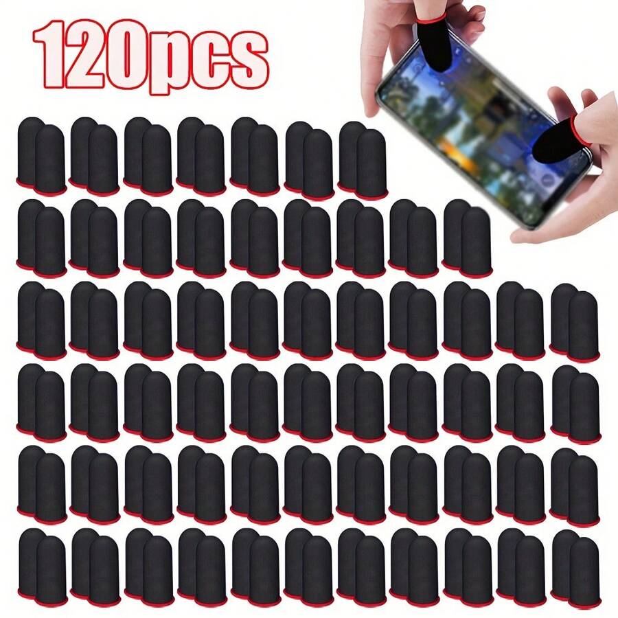 120PCS Red Mobile Game Controller Finger Sleeve, Set, Sweat Resistant And Breathable Touch Screen Finger Sleeve - Red - View 1
