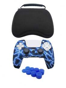 Compatible With PlayStation 5, 1pc Controller Protective Case + 8pcs Thumb Grip Caps + 1pc Storage Bag Set, Anti-Drop Anti-Slip Anti-Scratch Anti-Sweat Enhanced Gaming Operation Feel And Experience, Convenient For Carrying And Storing Accessories - Protective Case + Joystick Cap + Storage Bag Set - View 15