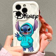 Disney Lilo & Stitch Official Phone Case, Featuring Stitch Wearing A Turquoise Hoodie, Waving Playfully With The Disney Logo Above. The Design Showcases Stitch's Casual And Cozy Style In Vivid Detail. Crafted For Precise Fit And Durable Protection, This Case Is Compatible With IPhone 17, 16, 15, 14, 13, 12, 11 Pro Models, Making It A Timeless Choice For Stitch Fans And Disney Lovers, Ideal For Birthdays, Holidays, Or Any Special Occasion To Surprise Family And Friends. - trắng - Xem 5