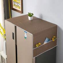 Funda antipolvo impermeable de PEVA para refrigerador con bolsillos de almacenamiento laterales, protector de parte superior de nevera, organizador de cocina - Ver 24