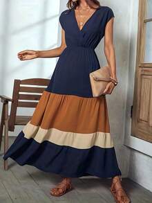 Vestido de Mujer con Bloques de Color - Azul - Ver 4