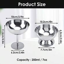 Copa de Helado, Taza de Helado Tazn de Acero Inoxidable para Helados Cuencos Tazas de Yogur con Patas Redondas Tazas Pudn Metal Reutilizable para Postre Sundae Frutas 2Pcs - 2 piezas - Ver 3