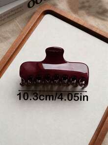 3pcs/1pc Women's 10.3cm/4.05in Red Tortoise Shell Black Rectangular Glossy Lightweight Plastic Hair Claw Clip, Fashionable Ins Style Versatile Premium Elegant Sophisticated Minimalist Solid Color Hair Accessory, Suitable For Thick Coarse Hair, Daily Wear, Casual, Party, Commute, Vacation, Ponytail, Updo, Face Washing, Bathing, Makeup, Outfit Matching, Photography, Hair Accessory Beach Vacay Hair Clips - Multicolor - View 2