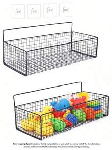 2 Sets Bathtub Toy Storage Racks And Organizers, 2 Packs Metal Wire Mesh Bathtub Toy Storage Containers, Large Capacity Rust-Proof Hanging Baskets Designed For Bathtub, Shower, Bathroom, Toilet, Kitchen - Black - Multicolor - View 14