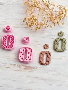 Polka Dot Pattern Clay Cutter, Polymer Clay Tool For DIY Textured Earrings, Pendants And Jewelry Making, Suitable For Beginners And Artists, All-Season Craft Project, Perfect For Cute And Fun Style - Pink - View 1