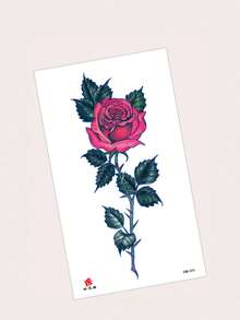 1pc Fashionable Cool Tattoo Sticker, Couple Tattoo, Black Fake Tattoo, Disposable Tattoo, Rose, Flower, Leaf, Waterproof Non-Reflective, Easy To Apply And Remove, Very Realistic, Suitable For Men Or Women Legs, Feet, Chest, Legs, Arms, Waist, Abdomen Tattoo Sticker Music Festival Party Supplies - Black - View 11