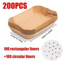 NEW 100*Air Fryer Paper+100*Circular Pad Paper Liners Disposable NonStick Parchment UK - VJN0173 - View 7