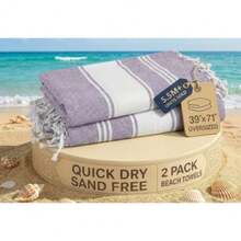 LANE LINEN Toallas Playa - Toalla Piscina Extragran, prelavadas, extragrandes, sin Arena, de Viaje y de Secado rápido, 99 x 180 cm - Day Break - Rosa de cachemira - Ver 2