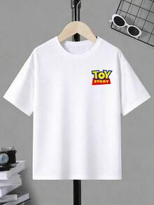 [2026 New Boys' Cool Toy Story Short-Sleeve T-Shirt]A Versatile And Stylish Top Perfect For Disney Theme Park Outings And Everyday Casual Wear. The Large Woody, Buzz Lightyear Print And Small Logo Echo Each Other On The Front And Back, Creating A Unique And Playful Look That's Sure To Bring Out Your Child's Unique Taste And Innocent Joy. A Must-Have Eye-Catching Item For Summer, This Adorable Top Will Make You Feel Like You've Stepped Into A Fairytale World And That Friendships Will Never End! - 白色 - 查看 3