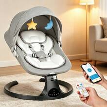 Electric Baby Swing,Baby Bouncer,Electric Cradle With Music,5Speed Auto Swing,3Position Adjustable Seat,10 Lullabies,Dual Power,Newborn - Grey - View 3