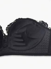 Women's Black Lace Push-Up Bra For Small Chest, Enhancing Cleavage, Sexy Back Design, Bra For Flat Chest - Black - View 9