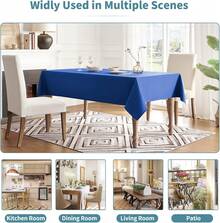 Veblandy - Mantel rectangular impermeable, a prueba de derrames, sin arrugas, lavable, decoración de mesa de cocina, comedor, tela para uso en interiores y exteriores, 132.08 x 177.8 cm, color beige : Hogar y Cocina - Azul real - Ver 8