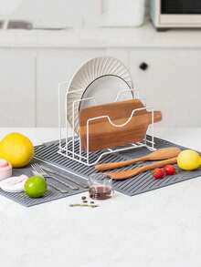 Silicone Dish Drying Mat, Extra Wide Design, Non-Slip Kitchen Countertop Drainage Mat, Suitable For Plates, Bowls, Cookware, Soft Durable And Odor-Resistant - Type B - View 3