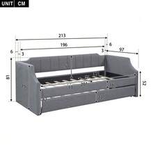 90 X 200(190) DAY Beds, Upholstered Single Daybed With Rollaway Bed - Grey - View 2