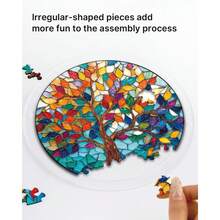 Acrylic Puzzles Suncatcher Window Hanging, 83 Pieces 7.4 Inch Sun Catcher Acrylic Puzzles Garden Decoration For Women Men Mom Birthday Gift Home Decor (Dawn Flower) - 發光葉樹 - 查看 6