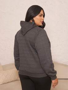 Women's Plus Size Blouse With Zipper, Pockets, And Fur Trim. - Granate - Ver 2