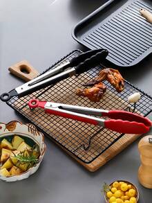 1 pièce Pince de cuisine en acier inoxydable, pince alimentaire multifonction en acier inoxydable avec manche en matériau PP, résistante à la chaleur, acier inoxydable robuste, pince de cuisson et barbecue résistante à la chaleur, conception de verrouillage - prise ferme - Multicolore - Voir 1