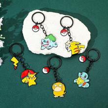 1/5pcs Pokemon Keychain, Pikachu Bulbasaur Squirtle Psyduck Cartoon Pendant Key, Anime Pocket Monster Key Ring Fan Gift - Multicolor - View 6