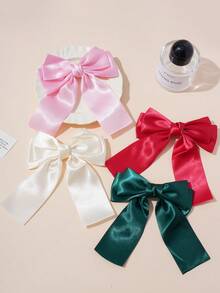 4PCS Women's Ballet Style Bow Hair Clips Satin Ribbon Long Tail Hair Clips Sweet Tassel Elegant Versatile Hair Accessories,Clips For Hair - Multicolor - View 8
