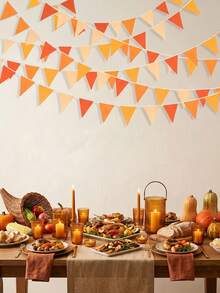 72/36/12 piezas Banderas triangulares de tela, Guirnalda de banderas de algodón, Decoraciones de banderas, Bandera triangular naranja colgante decorativa, Decoración de otoño, Boda de otoño, Fiesta de cumpleaños, Eventos familiares de Acción de Gracias, Decoración colgante de jardín al aire libre, Cosecha, Decoraciones de banderas para eventos de otoño, Adecuado para entrada, habitación, jardín, banderas coloridas, fiesta, celebración, vacaciones, boda, decoraciones. - A - Ver 2