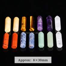 1件 3*0.8cm 天然七脈輪六角形水晶柱，不對稱紫水晶/白水晶/黃虎眼石天然石材質，適用於DIY珠寶製作/瑜伽/冥想/脈輪療癒/家居裝飾手工配件 - 彩色 - 查看 2