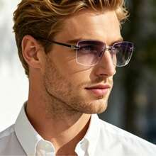 One Pair Frameless Decor Eyewear, Minimalist Sleek Silhouette With Ultra Lightweight And Skin-Friendly Design For All-Day Cozy Wear, Boasting Neat Streamlined Look And Timeless Versatile Charm That Easily Matches All Daily Outfits For Young Men And Women. Suitable For Summer Seaside Beach Leisure, Graduation Season Ceremony, Travel Holiday Getaway, Outdoor Camping Vacation Gathering, Daily Commute, Casual Party And Photoshoot Occasions, 2026 New Refined Decorative Eyewear Accessory - Màu tím - Xem 3