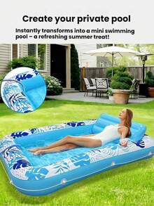 Double Maple Leaf Inflatable Swimming Pool Floating Bed, Sunac Premium Pool Float With Cup Holder And Removable Pillow, Relax And Enjoy Fun, Sunac Inflatable Swimming Pool (Multiple Colors And Styles Available) - Multicolor - View 7
